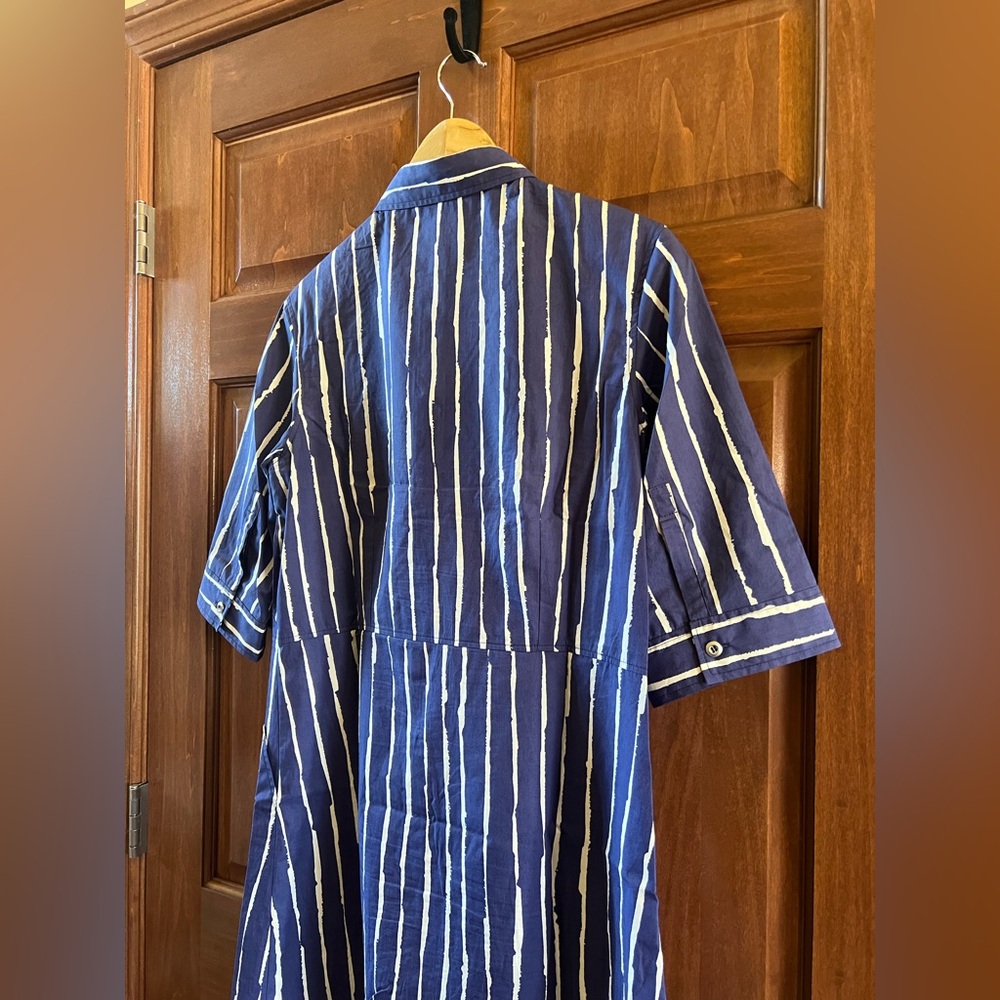 Marimekko Shirt Dress Piccolo Stripes Blue and White Size 40 (Medium) - Picture 8 of 15